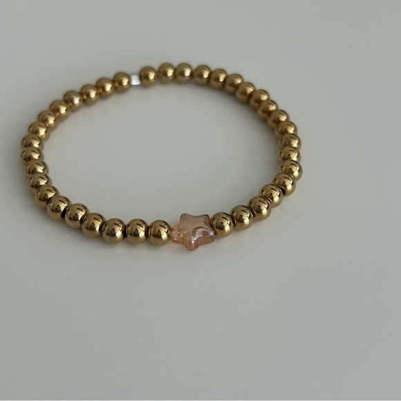 Stainless Steel Gold Bead Stretch Bracelet - Picture 6 of 11